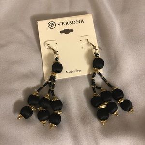 Trendy black dangle earrings.